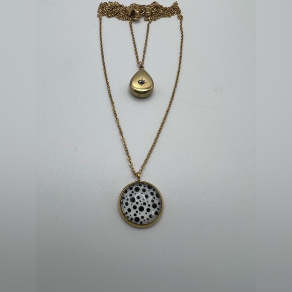 Black and White Polka-dot Pendant Necklace - Elegant Minimalist Layered Necklace - Picture 11 of 16